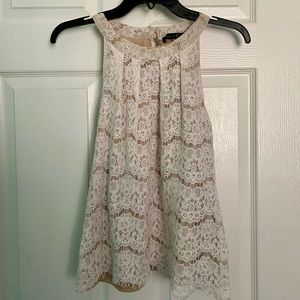 Cream Rose & Olive Lace Blouse - Size Small